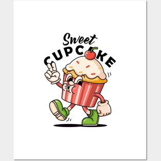 Sweet Cupcake, retro mascot cartoon Posters and Art